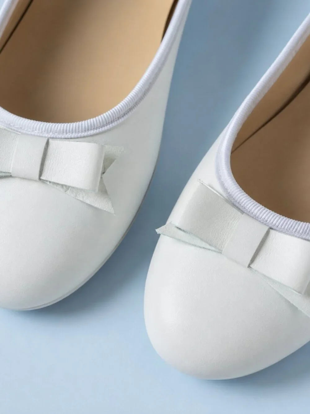 Elephantito Camille White Leather Bow Flats Girls Size 3